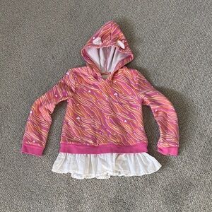 Tucker + Tate Pink Hooded Sweatshirt with White Ruffle Hem